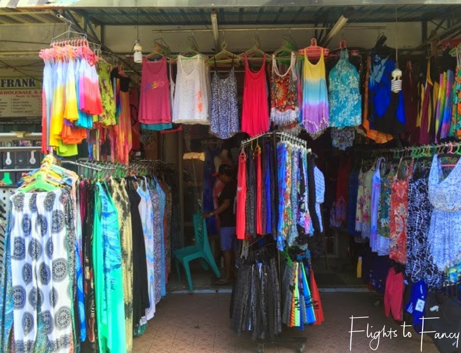 Flights To Fancy Ladies clothes at one of the many markets in Bali