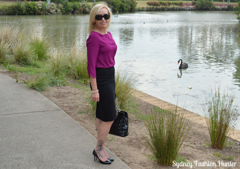 Sydney Fashion Hunter OOTD - B;ack Pecil Skirt, The Limited Pink Top, Prada Pumps. Dior Tote