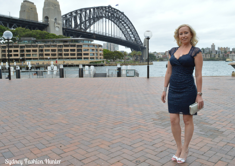 Sydney Fashion Hunter OOTD Navy Sequin Dress, White Nine West Sweei Sandals