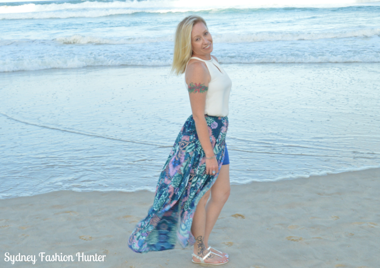 Billabong Boheme Skirt, The Limited Embellished Halter Ivory, Surfers Paradise Beach