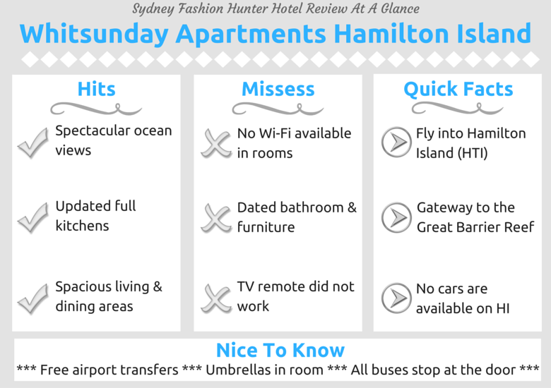 Sydney Fashion Hunter Hotel Review At A Glance - Whitsunday Apartments Hamilton Island
