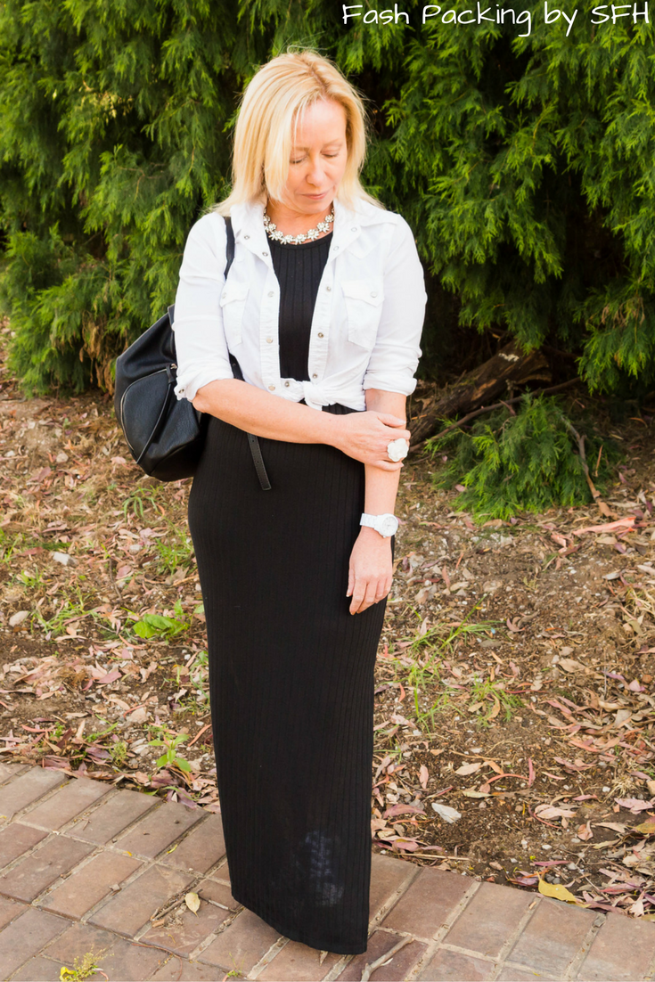 Casual Luxe on the blog with a fabulous statement necklace from Happiness Boutique. Stop by just to see the shoes that are hiding under my maxi :) http://bit.ly/SFH-FFF56