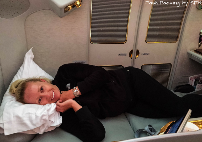 Fash Packing by SFH: Emirates A380 First Class Review EK419 Auckland to Sydney - Emirates First Class Suite Trying Out The Flat Bed