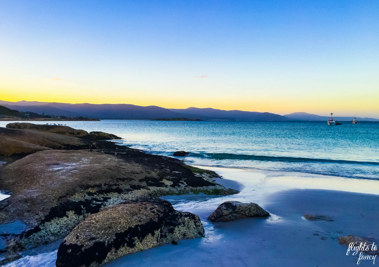 Flights To Fancy: Bicheno Tasmania Freycinet's Most Affordable Town - Bicheno Beach at Sunset
