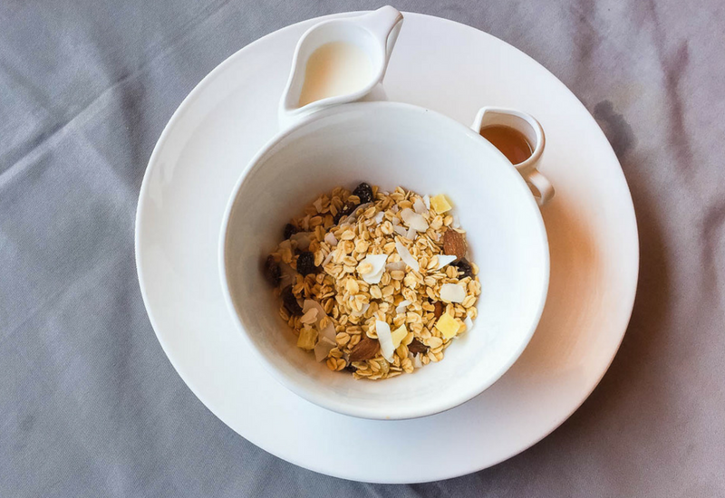 Muesli is just one of the healthy breakfast options at Villa Nero. Seriously the best place to stay in Gili Trawangan