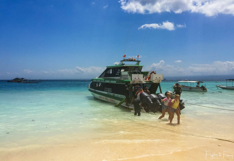 Scoot Fast Cruises docked on Nusa Lembongan beach. This is the fast boat to Gili Trawangan