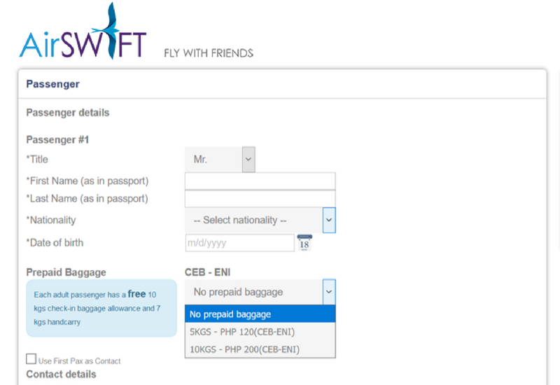 Airswift Airlines Online Booking