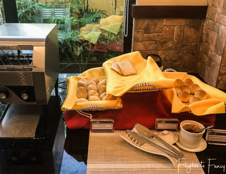 Hotels in Coron Philippines: Breakfast bread station at Sunlight Guest Hotel Coron Palawan