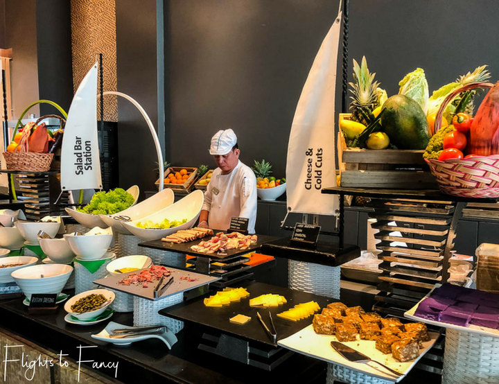 Cereal and salad stations at the breakfast buffet at Movenpick Beach Resort Mactan Island Cebu Philippines - Flights to Fancy