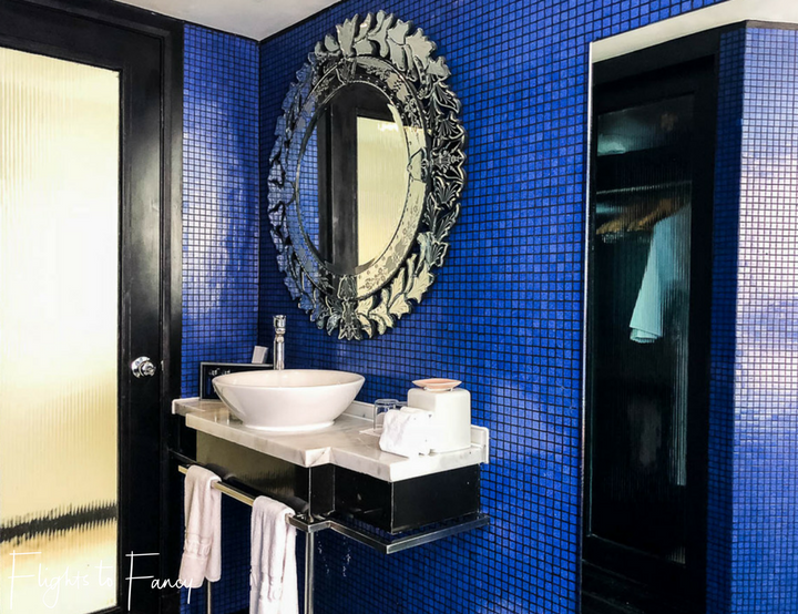 Electric Blue Bathroom at Movenpick Beach Resort Mactan Island Cebu Philippines - Flights to Fancy