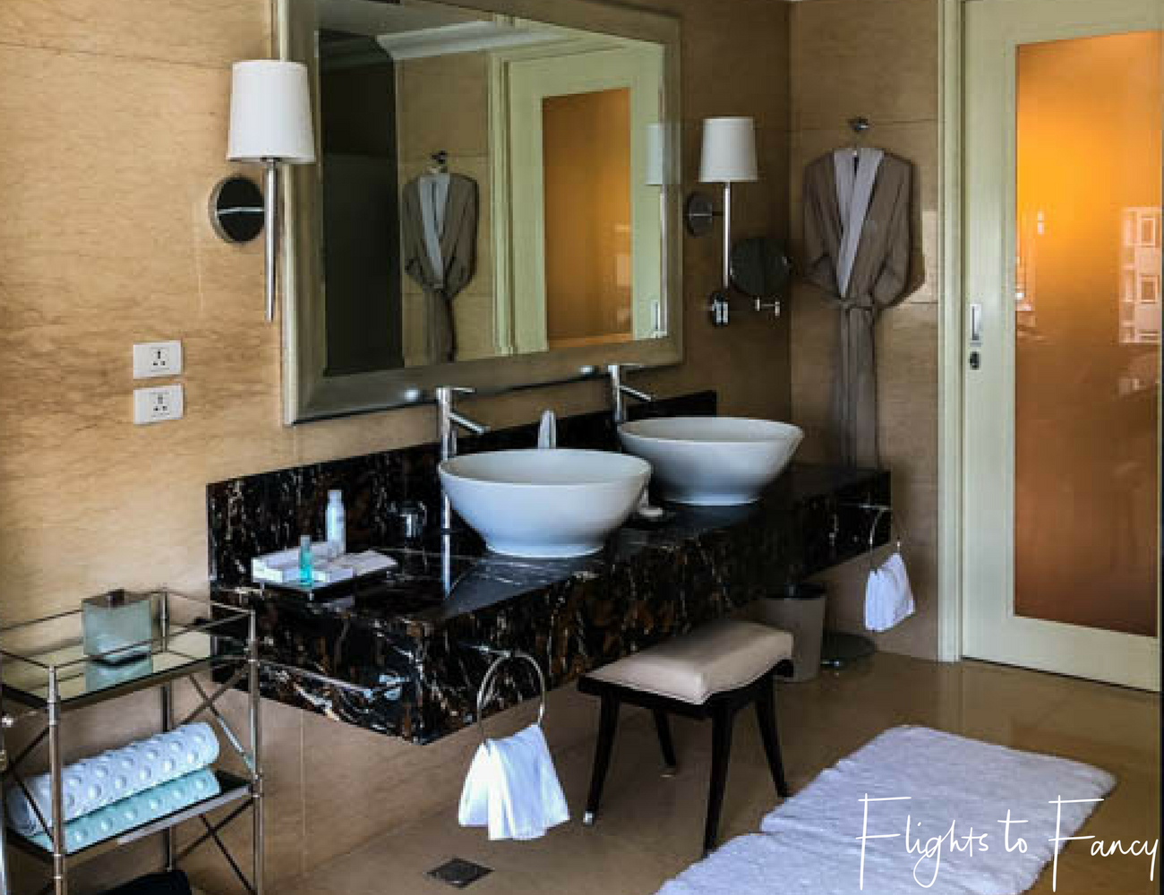 Flights To Fancy at Raffles Makati Manila - His and hers basins in the 5 star bathroom