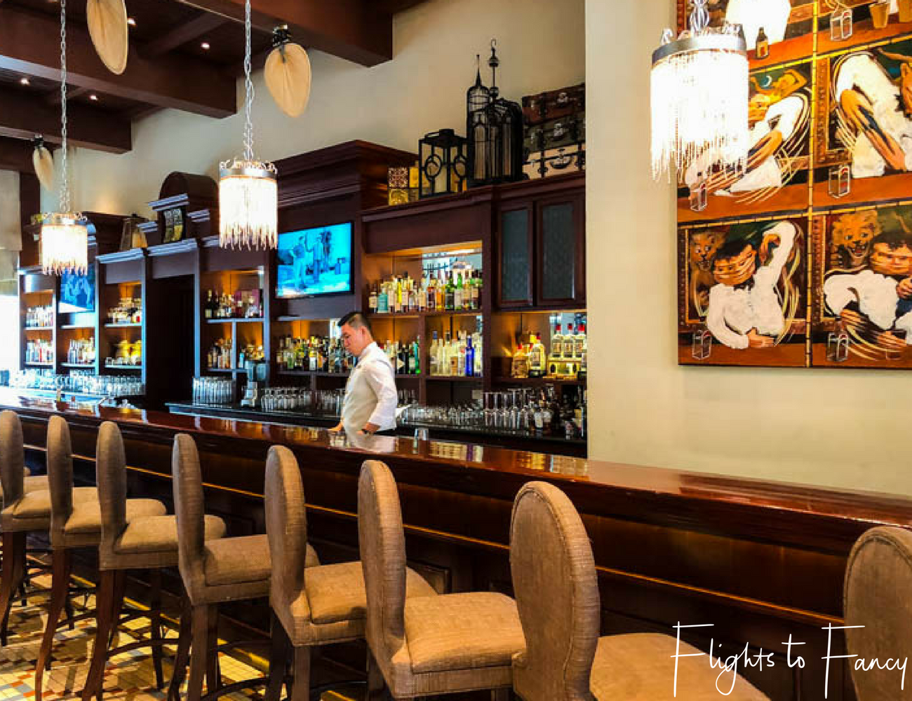 Flights To Fancy at Raffles Manila - The Long Bar is one of the perks of staying in Hotels on Makati Ave