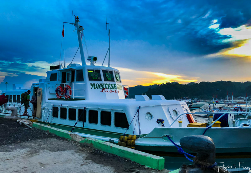Montenegro Lines Fast Ferry at El Nido Port at sunrise