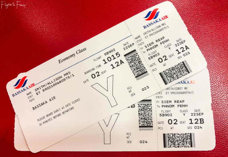 Bassaka Air Review: Boarding Passes for our flight from Siem Reap to Phnom Penh