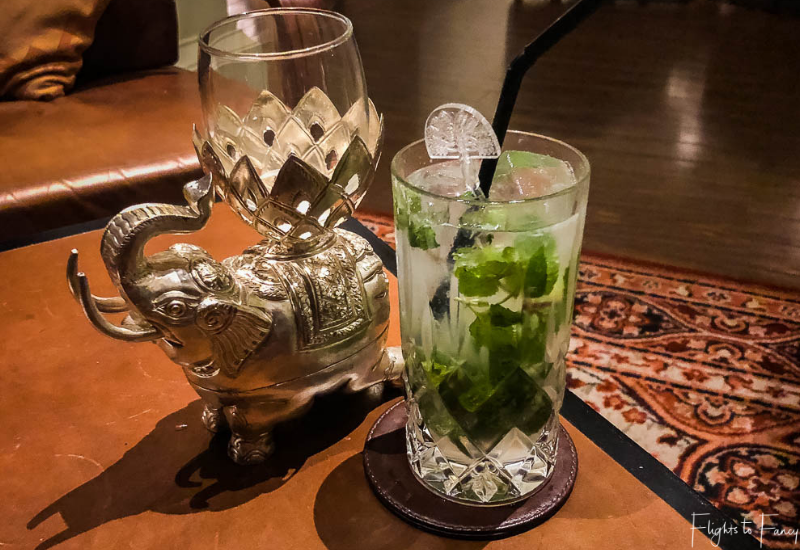 Happy hour cocktail at the Elephant Bar Raffles Hotel Le Royal Phnom Penh