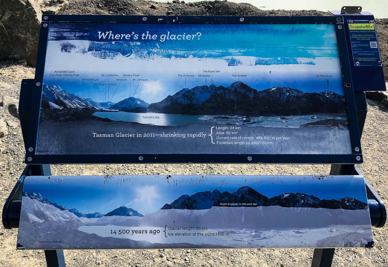 Mount Cook Walks: Tasman Glacier Information Sign