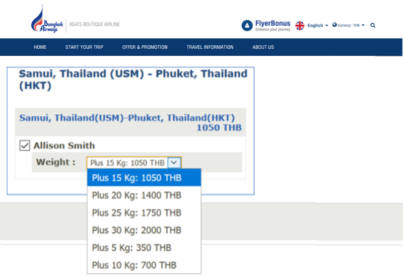 Bangkok Airways Luggage Fees