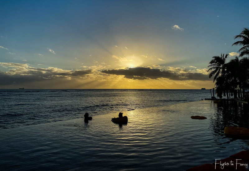 Oahu Sunsets: View from infinity pool at Sheraton Waikiki